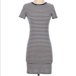 XS H&M Bodycon Dress Blue and Cream Striped